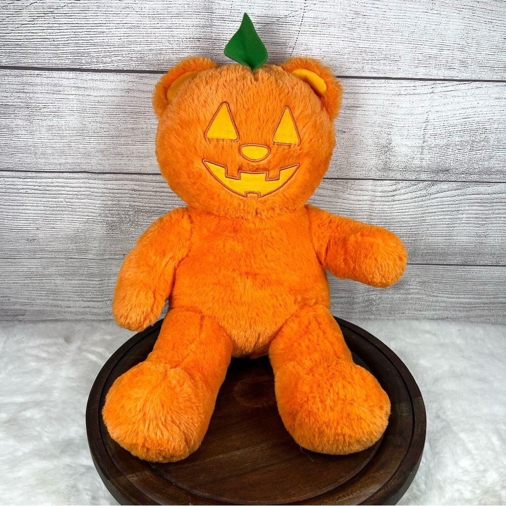Build a Bear Glow in the Dark Halloween Orange Pumpkin Bear Toy Plush